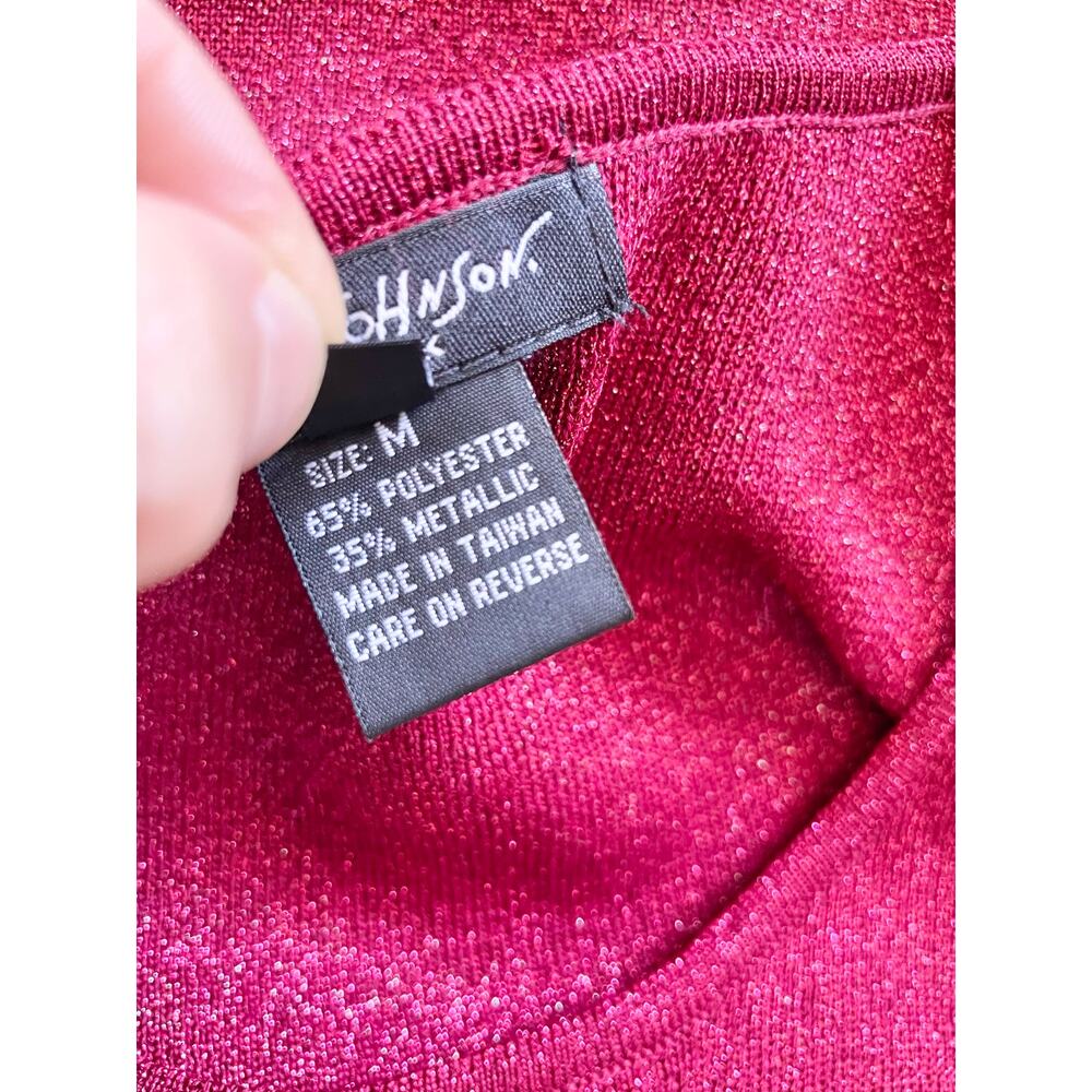 Vintage Y2K Betsey Johnson Metallic Raspberry Sparkle Baby Tee Top M - Picture 5 of 5